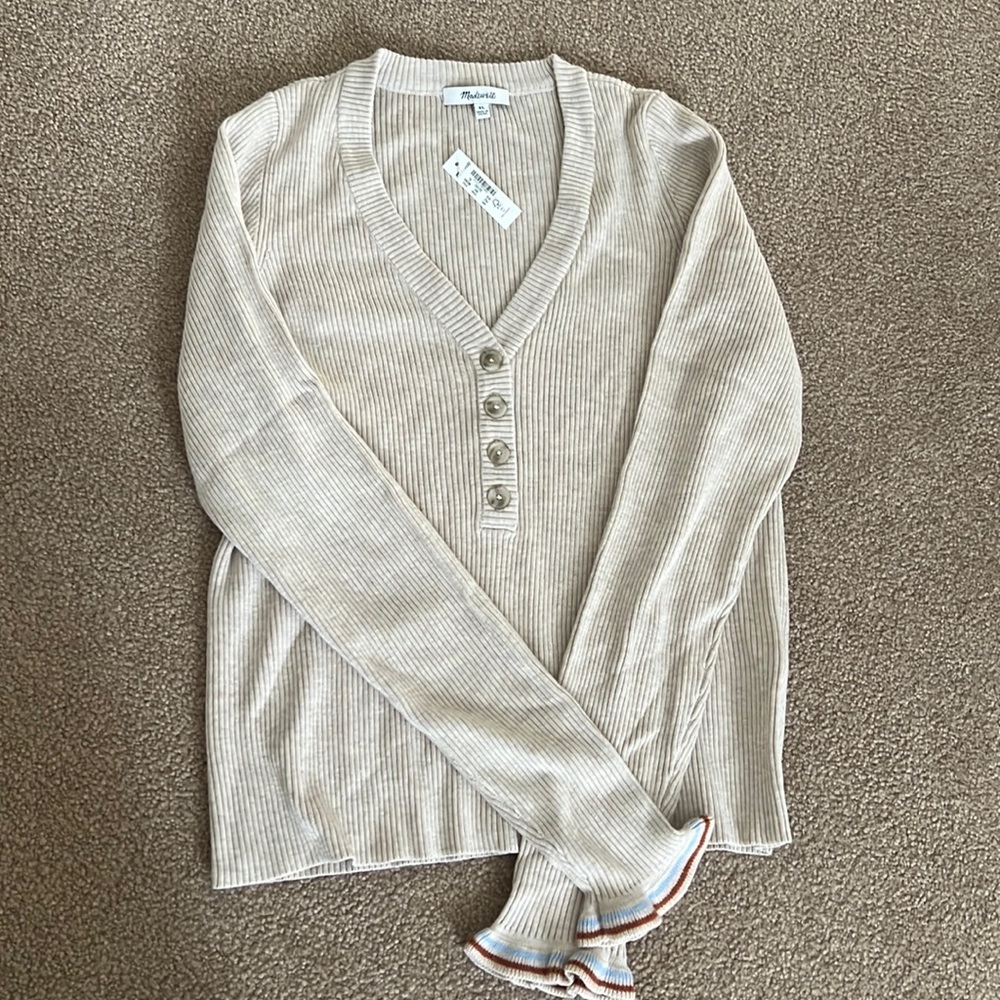 Madewell Ruffle Cuff sweater top NWT